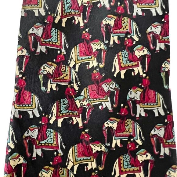 Vintage Silk Elephant Tie Sheaf & Caber Made in USA Black, Burgundy + Gray - Picture 2 of 3